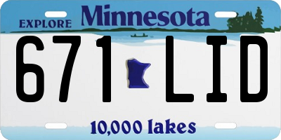MN license plate 671LID