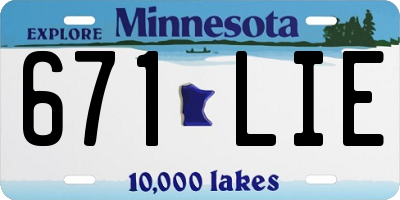 MN license plate 671LIE