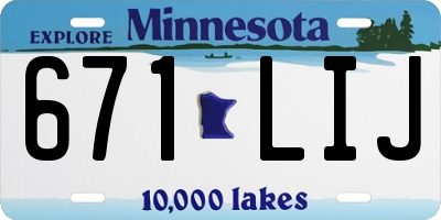 MN license plate 671LIJ