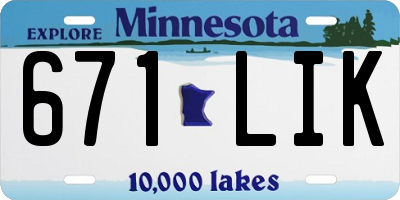MN license plate 671LIK