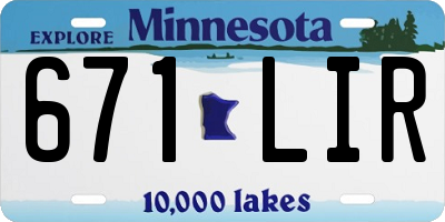 MN license plate 671LIR