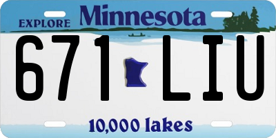 MN license plate 671LIU