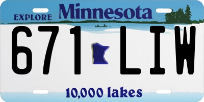 MN license plate 671LIW