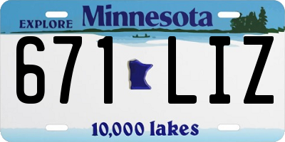 MN license plate 671LIZ