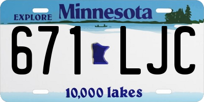 MN license plate 671LJC