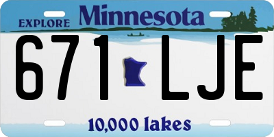 MN license plate 671LJE