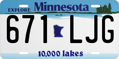 MN license plate 671LJG