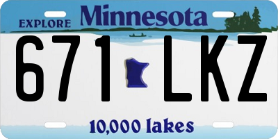 MN license plate 671LKZ