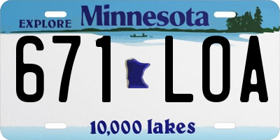 MN license plate 671LOA