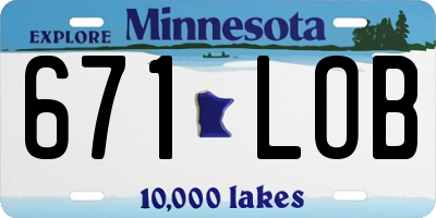 MN license plate 671LOB