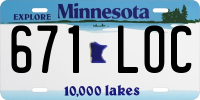 MN license plate 671LOC