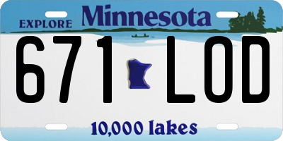 MN license plate 671LOD