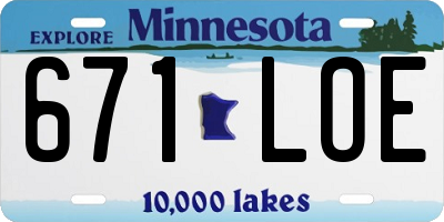 MN license plate 671LOE