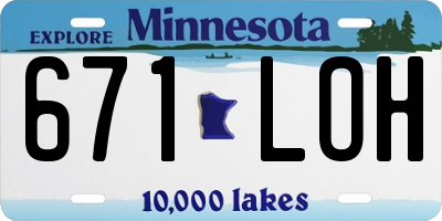 MN license plate 671LOH