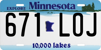 MN license plate 671LOJ