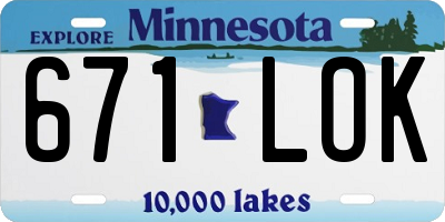 MN license plate 671LOK