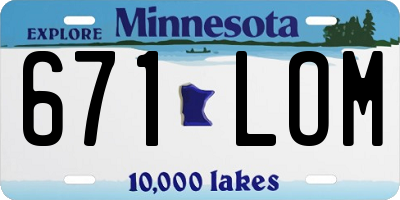 MN license plate 671LOM