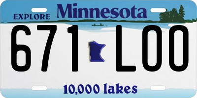 MN license plate 671LOO