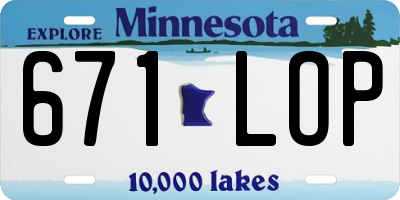 MN license plate 671LOP