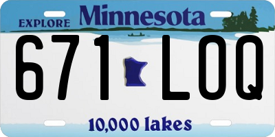 MN license plate 671LOQ