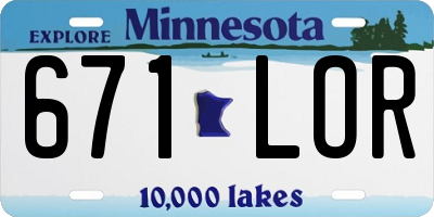 MN license plate 671LOR