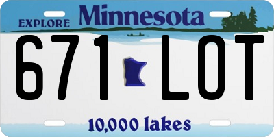 MN license plate 671LOT