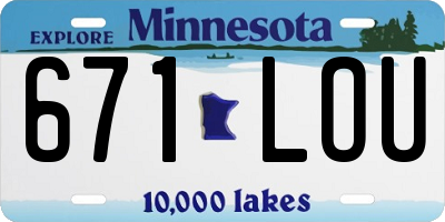 MN license plate 671LOU