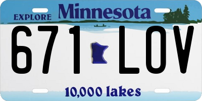 MN license plate 671LOV