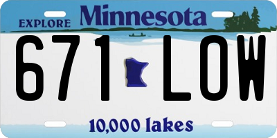 MN license plate 671LOW