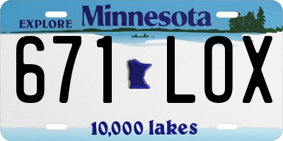 MN license plate 671LOX