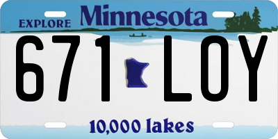 MN license plate 671LOY