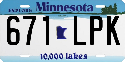 MN license plate 671LPK