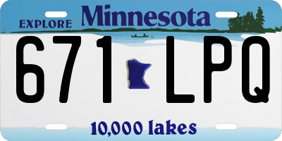 MN license plate 671LPQ