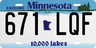MN license plate 671LQF