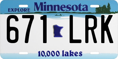 MN license plate 671LRK