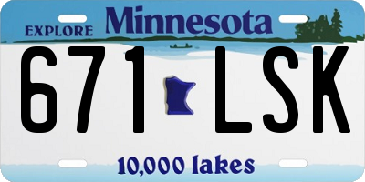 MN license plate 671LSK
