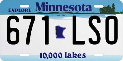 MN license plate 671LSO