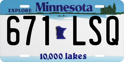 MN license plate 671LSQ