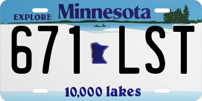 MN license plate 671LST
