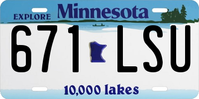 MN license plate 671LSU