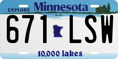 MN license plate 671LSW