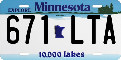 MN license plate 671LTA