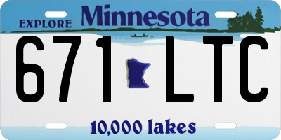 MN license plate 671LTC