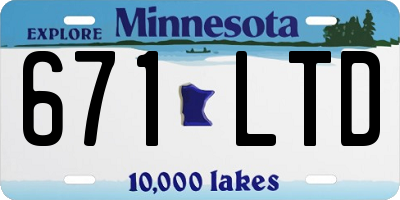 MN license plate 671LTD