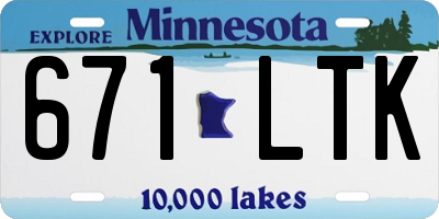MN license plate 671LTK