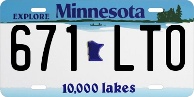 MN license plate 671LTO