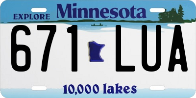 MN license plate 671LUA