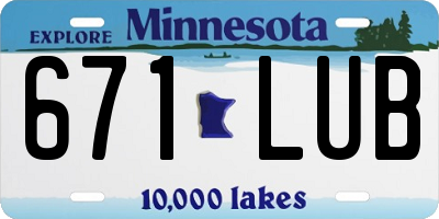 MN license plate 671LUB
