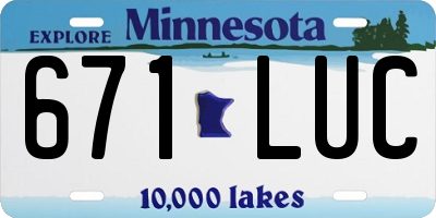 MN license plate 671LUC