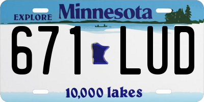 MN license plate 671LUD